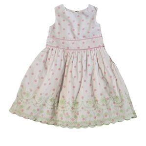 Hartstring Girls Sleeveless White Pink Dots Size 4T